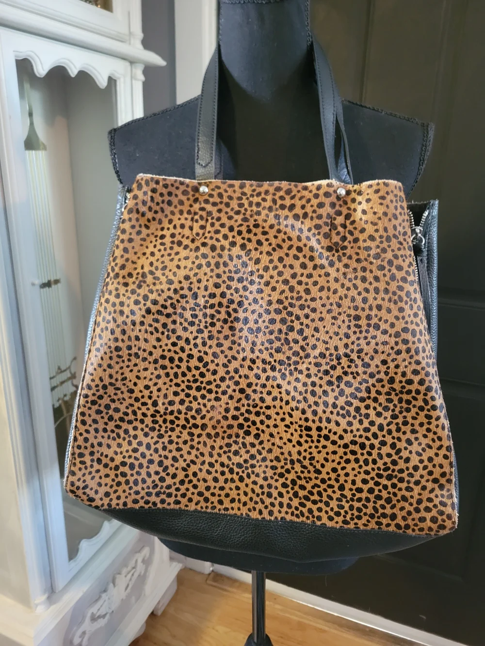Sanctuary Leopard-Print Hobo with Black Trim